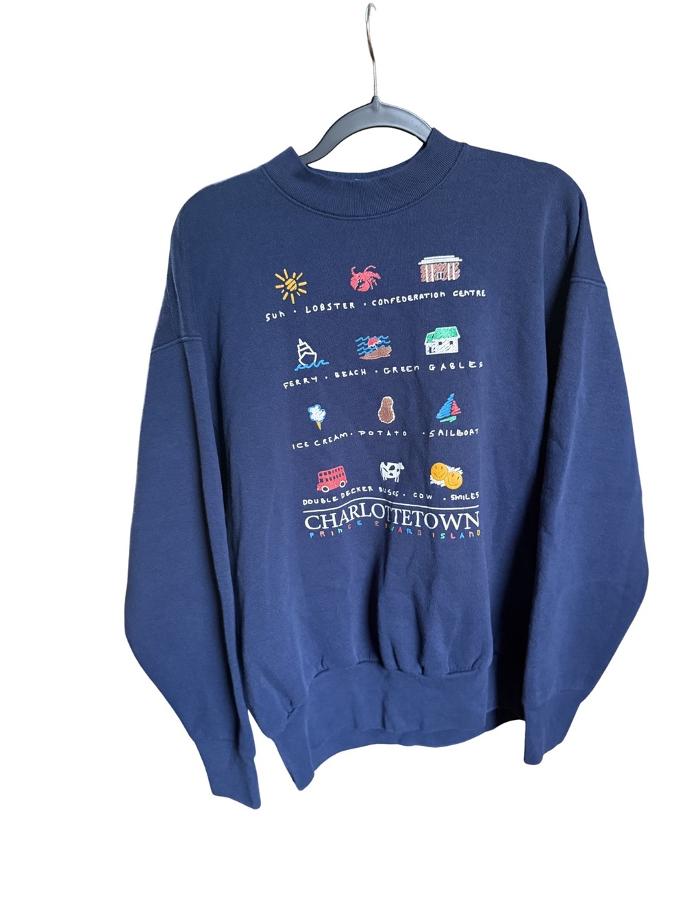 Fruit of the Loom Navy Charlottetown Graphic Crewneck Sweatshirt